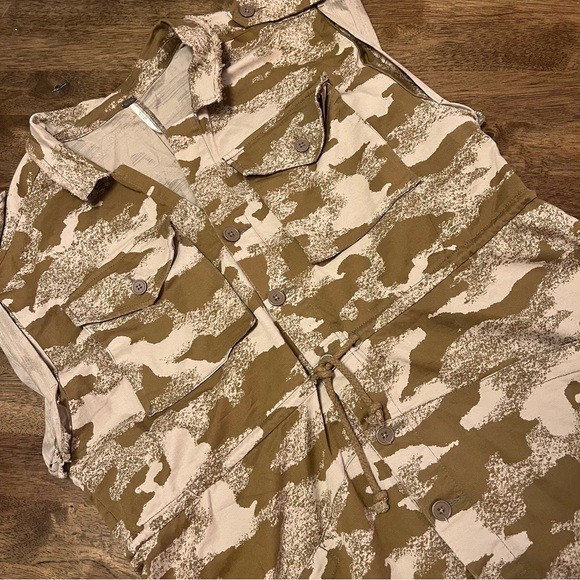 Free People Sahara Sunsets Buttoned Camo Mini Dress Large with Pockets - Picture 8 of 14